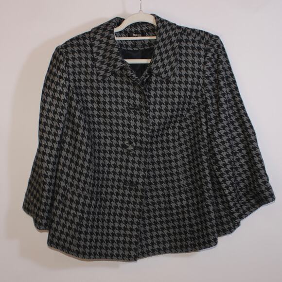 Style & Co Black And Gray Argyle Button Up Jacket Size 16W - Picture 1 of 3